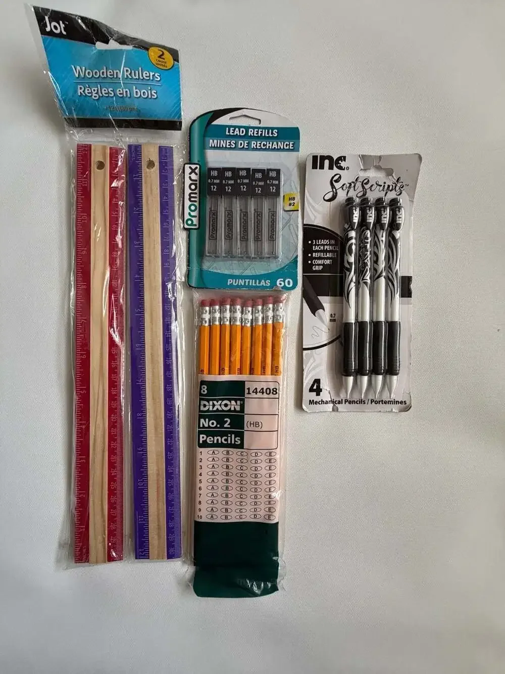 School Supplies Lot New Rulers, Pencils, Mechanical Pencils, Lead Refills